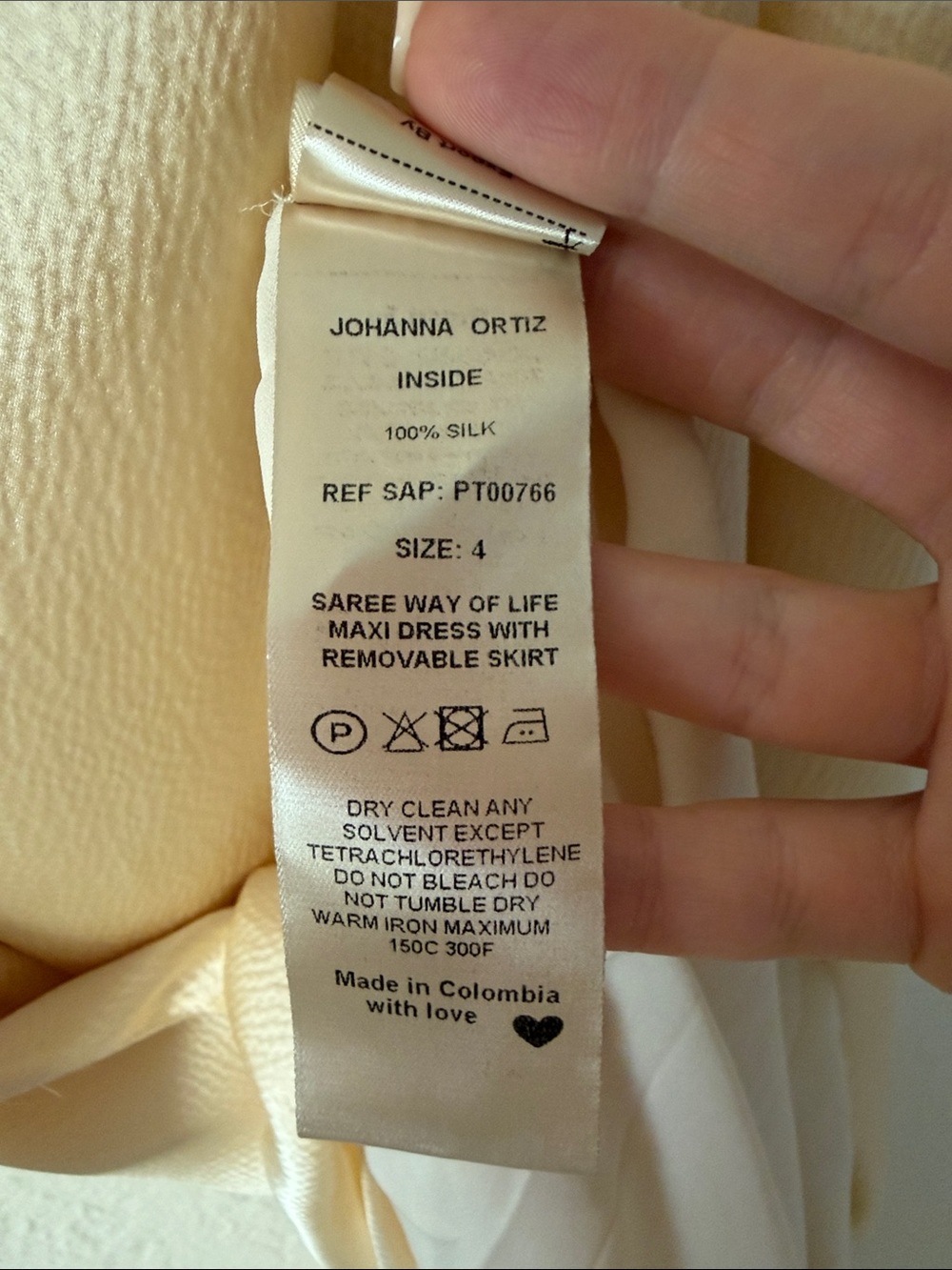 Johanna Ortiz 100% Silk Saree Way Of Life Maxi Dress Size 4 Ecru Elegant Classy - Picture 11 of 12
